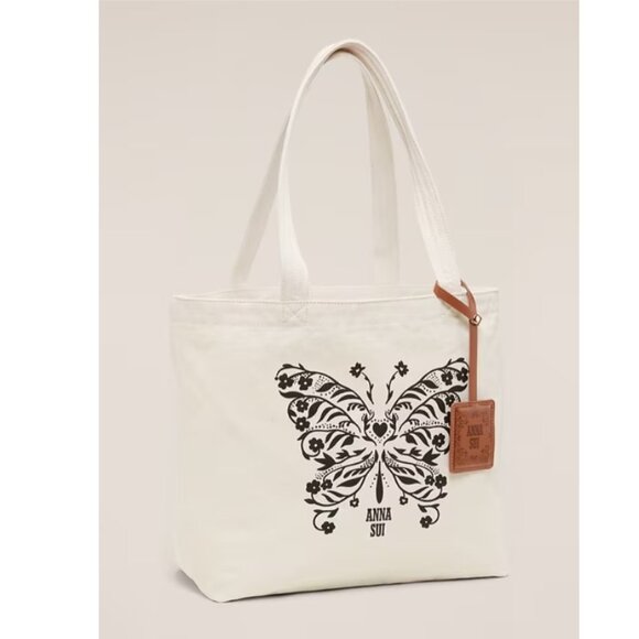 NWT Anna Sui x Old Navy Logo Tote Bag, Howlite - Picture 2 of 5